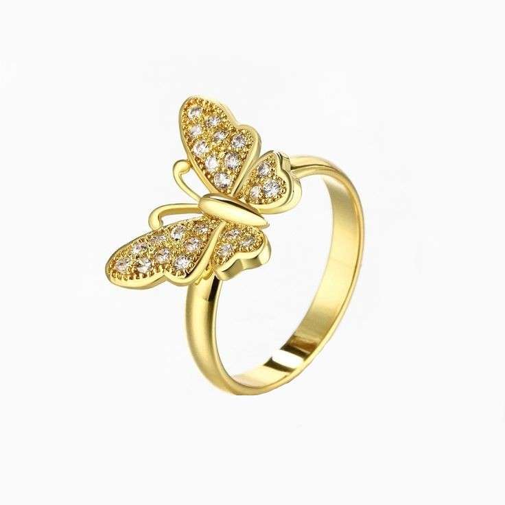 انگشتر طلا 18 عیار زنانه قیراط طرح پروانه کد GH3612