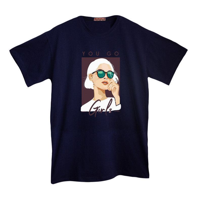 تی شرت لانگ آستین کوتاه زنانه مدل دختر فشن رنگ سرمه ای