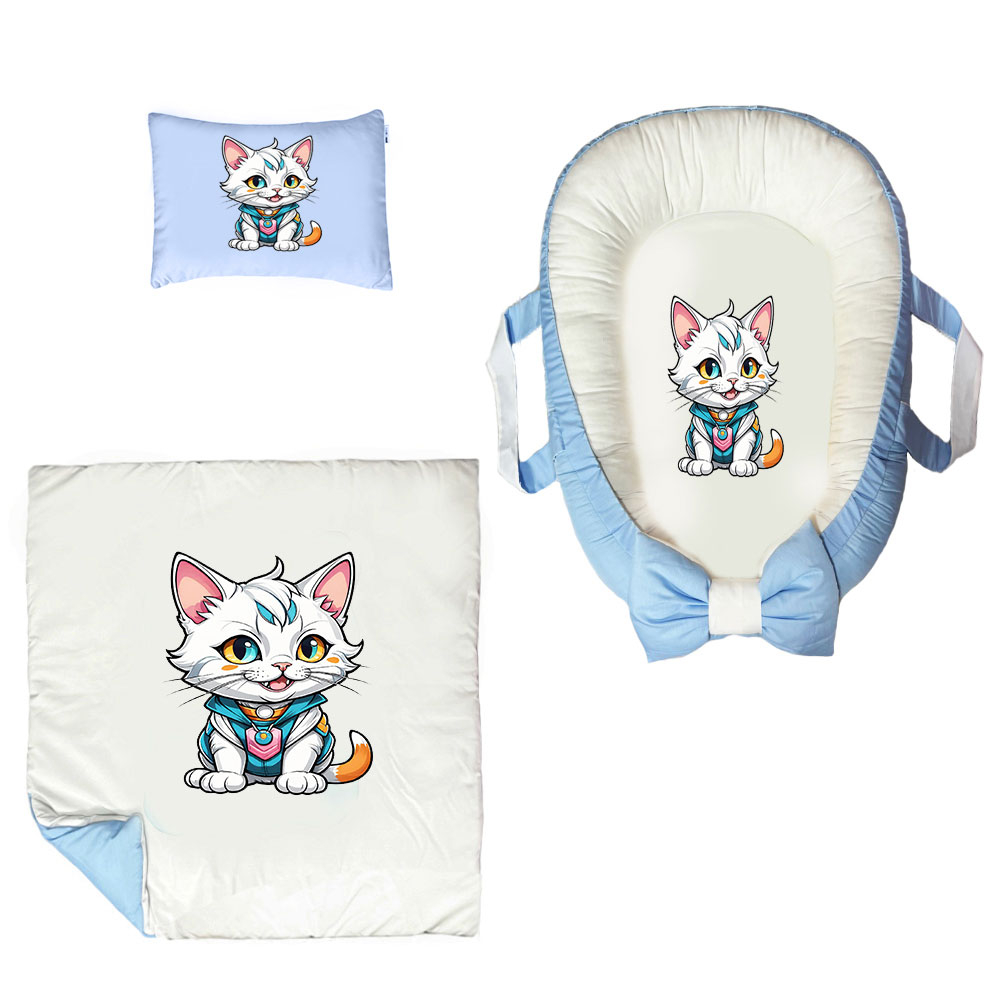 سرویس خواب سه تکه نوزاد ناریکو مدل گارد محافظ دار طرح کربه کد 0353