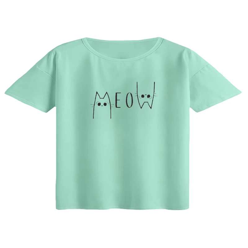 کراپ تی‌شرت آستین کوتاه زنانه مدل فایل دوگربه