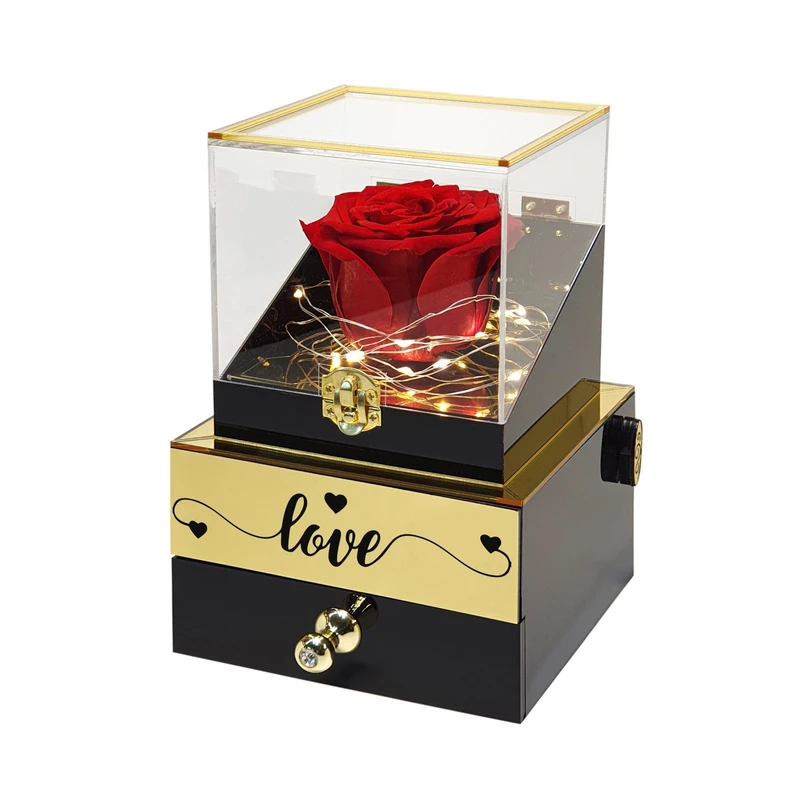 گل رز جاودان مدل گنجینه موزیکال طرح LOVE کد M01