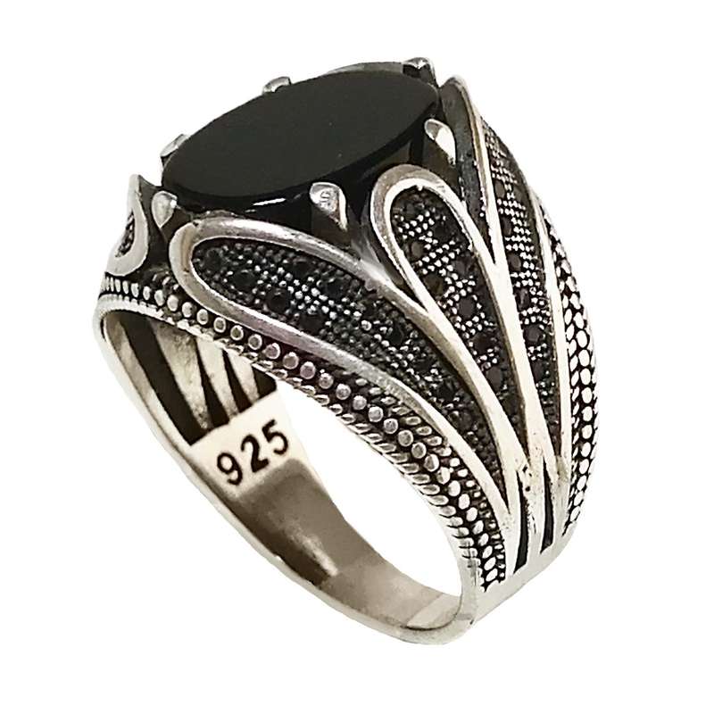 انگشتر نقره مردانه مدل عقیق اسپرت MS9015