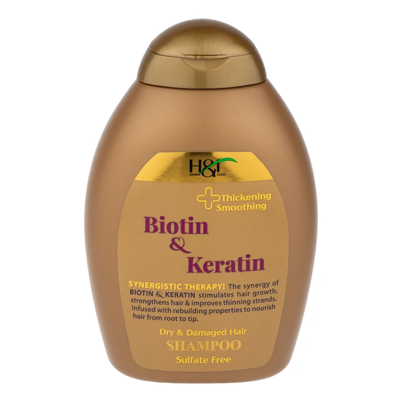 شامپو مو هرباتک مدل Biotin & Keratin مناسب برای موهای خشک و آسیب دیده حجم 385 میلی لیتر