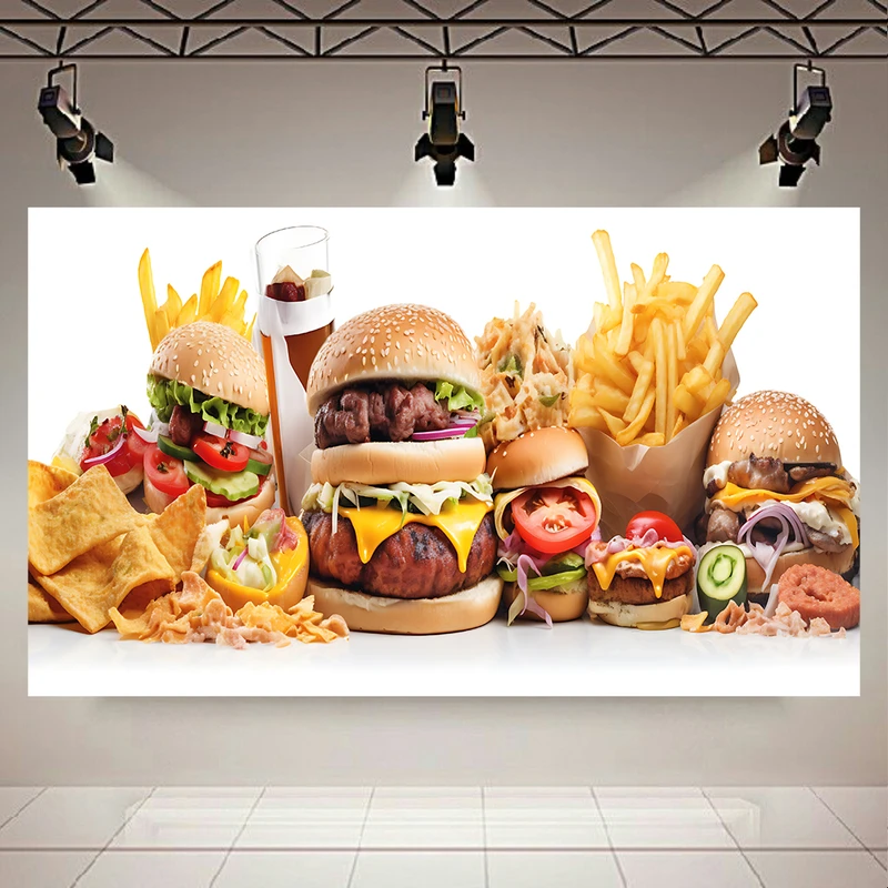 پوستر پارچه ای طرح مخمل فست فود مدل همبرگر کد AR3058532