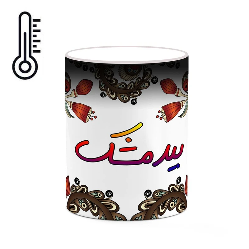 ماگ حرارتی کاکتی مدل اسم بیدمشک طرح سنتی گل و بته کد mgh44285