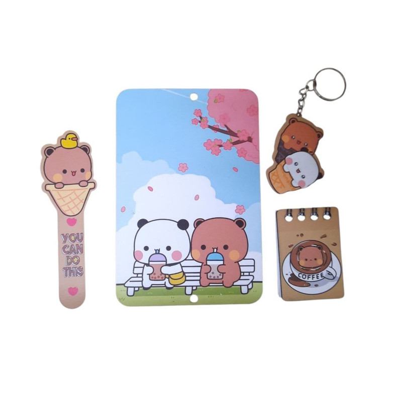 بسته لوازم تحریر مدل تدی و بستنی کد mn33 مجموعه 4 عددی