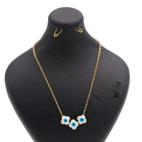 گردنبند دخترانه مدل سه گل چشم نظر کد 12611