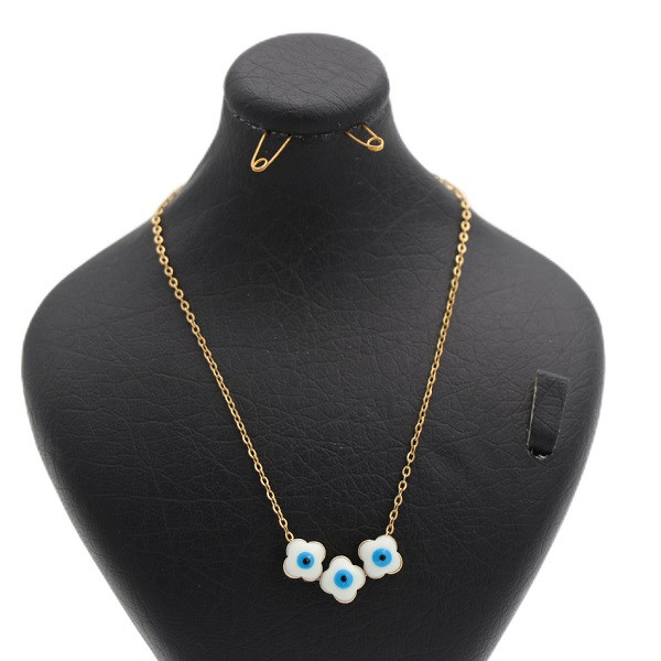 گردنبند دخترانه مدل سه گل چشم نظر کد 12611