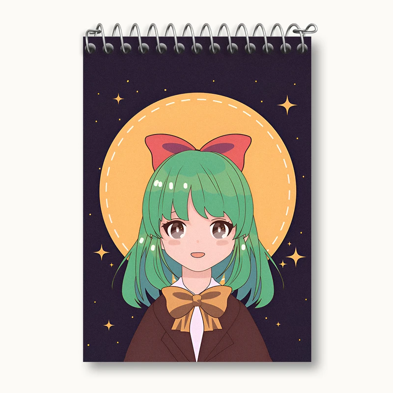 دفتر یادداشت 50 برگ خندالو طرح دختر انیمه ای کد N3419