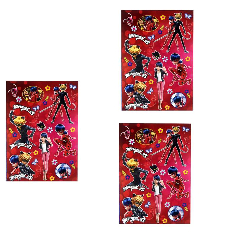 استیکر کودک طرح دختر کفشدوزکی و پسر گربه ای کد NO.K06 بسته 3 عددی