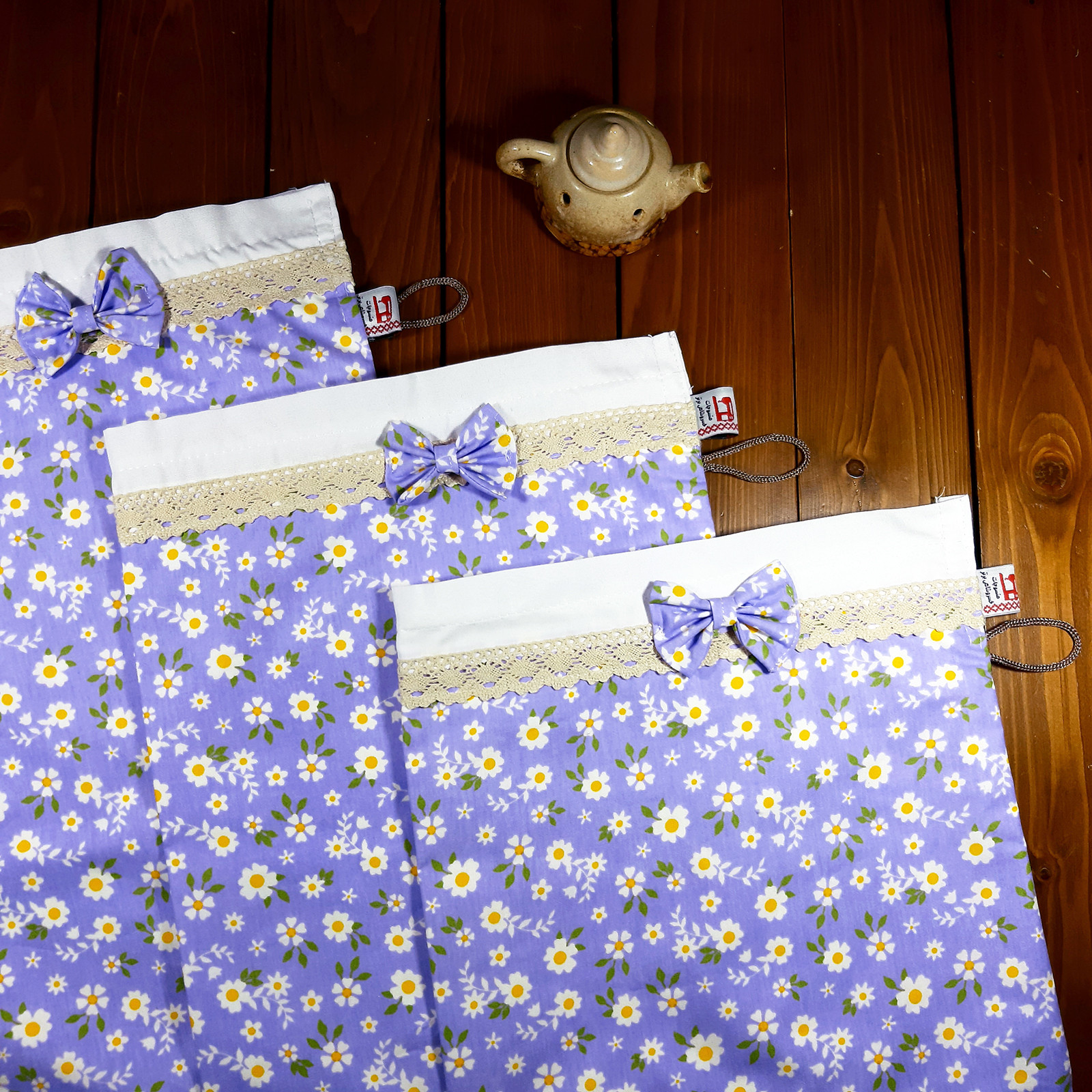 کیسه نان و سبزی منسوجات خسروشاهی برتر مدل زیپدار طرح بهار  کد SAB12 مجموعه 3 عددی