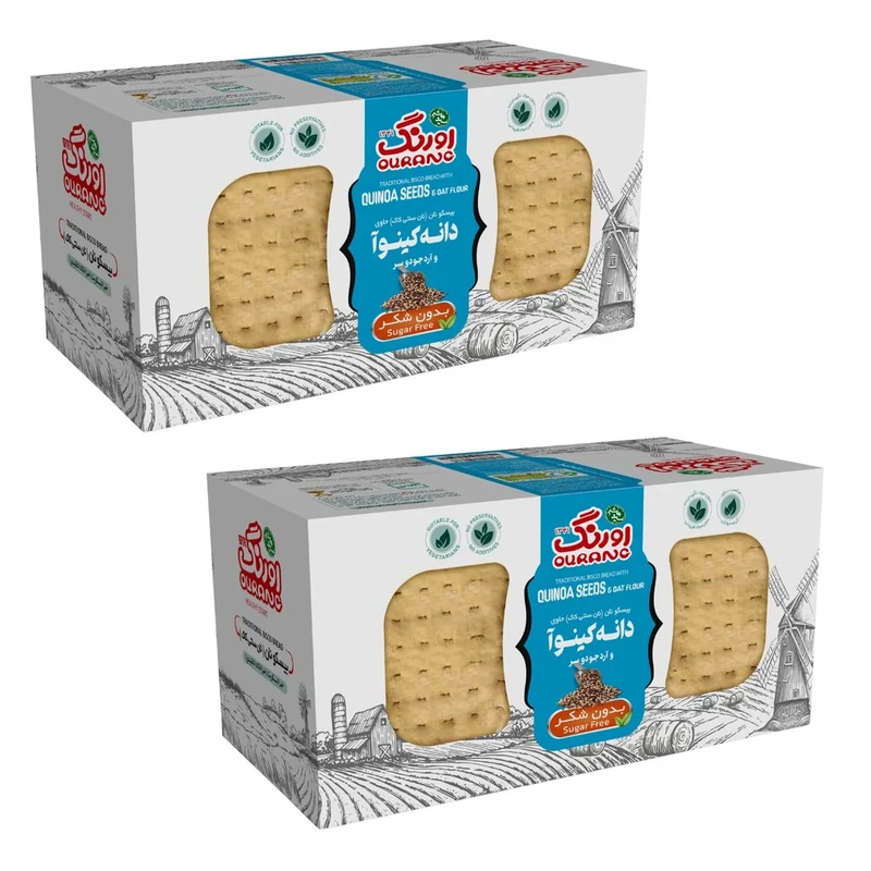 بیسکویت رژیمی بدون شکر با دانه کینوا اورنگ- 380 گرم  بسته 2 عددی