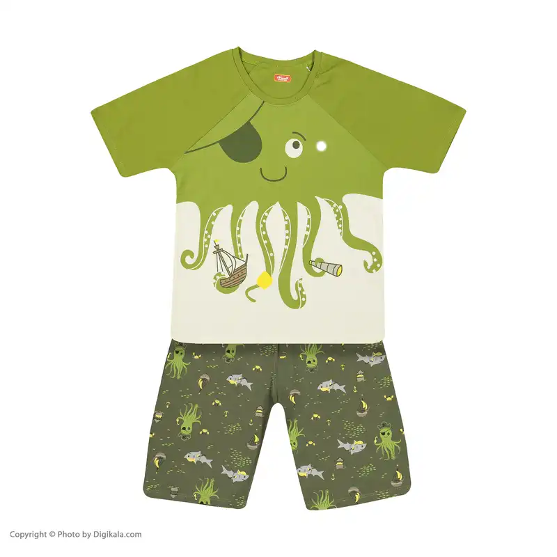 ست تی شرت و شلوارک راحتی پسرانه مادر مدل 2041107-42