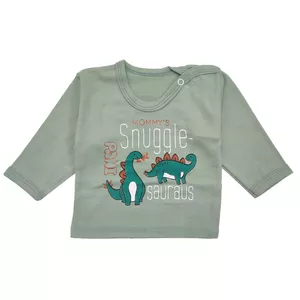 تی شرت آستین بلند نوزادی مدل دایناسور کد 3802 رنگ سبز سدری