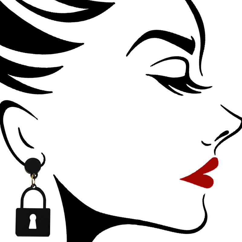 گوشواره زنانه طرح قفل و کلید کد RKH_1579