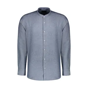 پیراهن آستین بلند مردانه ان سی نو مدل فرنچ سورنا رنگ طوسی تیره