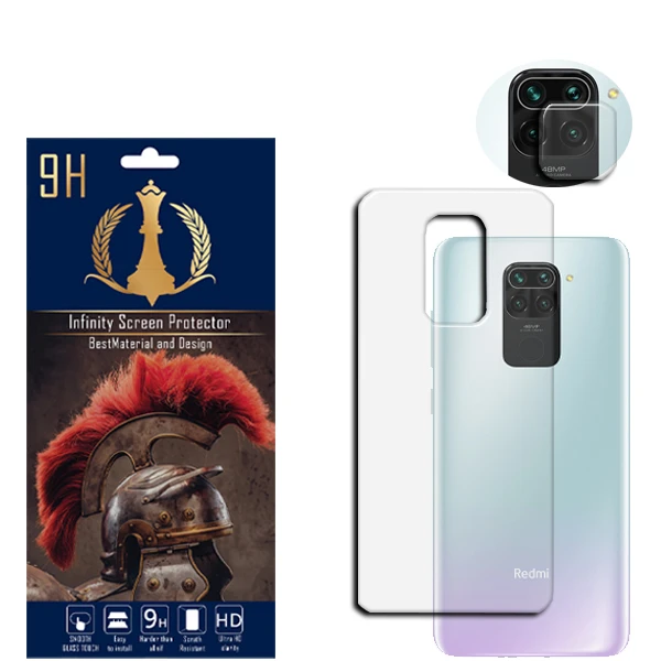 محافظ لنز دوربین اینفینیتی مدل NOTE 9 مناسب برای گوشی موبایل شیائومی REDMI NOTE 9 به همراه محافظ پشت گوشی