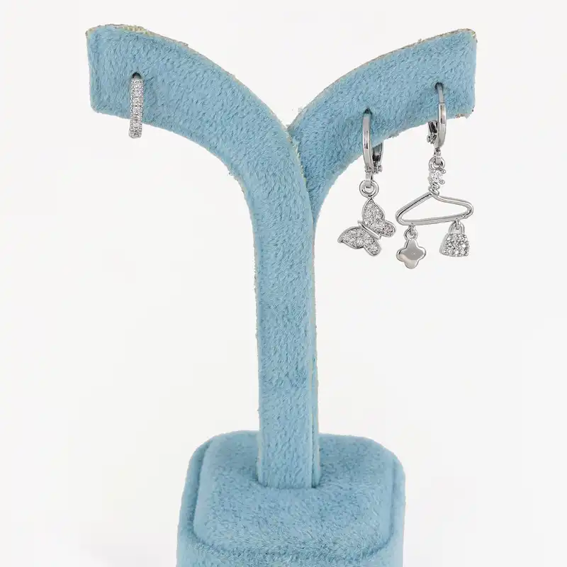 گوشواره زنانه وای اس ایکس مدل پروانه کد ear639 بسته سه عددی