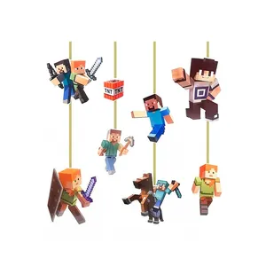 آویز تزئینی سورتک طرح تم ماینکرافت کد ST0683 بسته 8 عددی