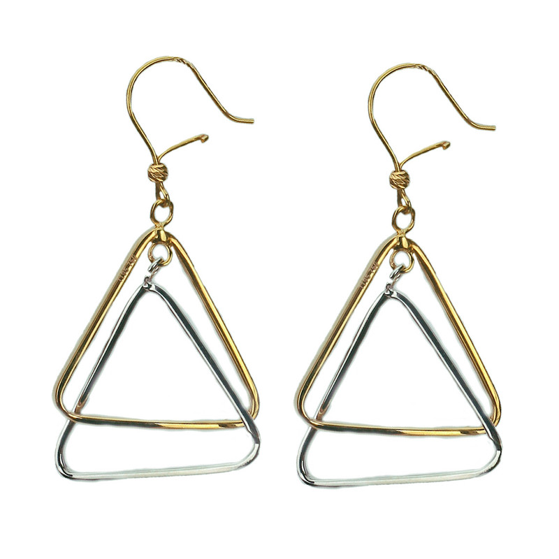 گوشواره طلا 18 عیار زنانه مدل هندسی