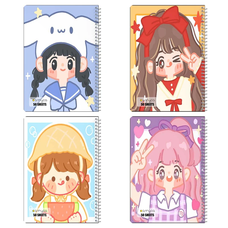 دفتر نقاشي 50 برگ کارنيکا طرح دختر کیوت Cute Girl کد 78781 مجموعه 4 عددی