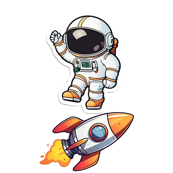 استیکر پارچه و لباس پاد آفرین طرح فضانورد و سفینه کد 1538