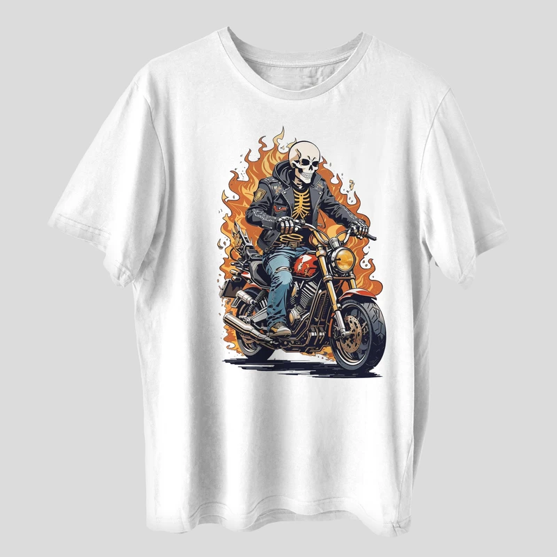 تی شرت آستین کوتاه مردانه مدل موتور سوار اسکلتی کد mo307
