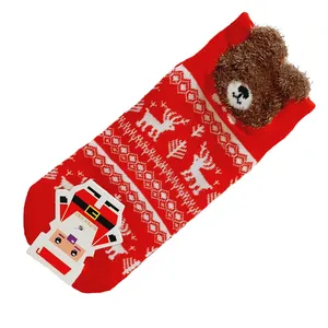 جوراب ساق کوتاه دخترانه مدل کریسمسی کد 06