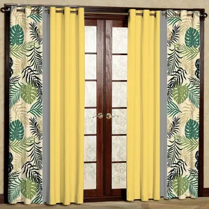 پرده بارمان دکور طرح برگ انجیری مدل مخمل پانچی کد 36 1735 W سایز 140x280 سانتی متر