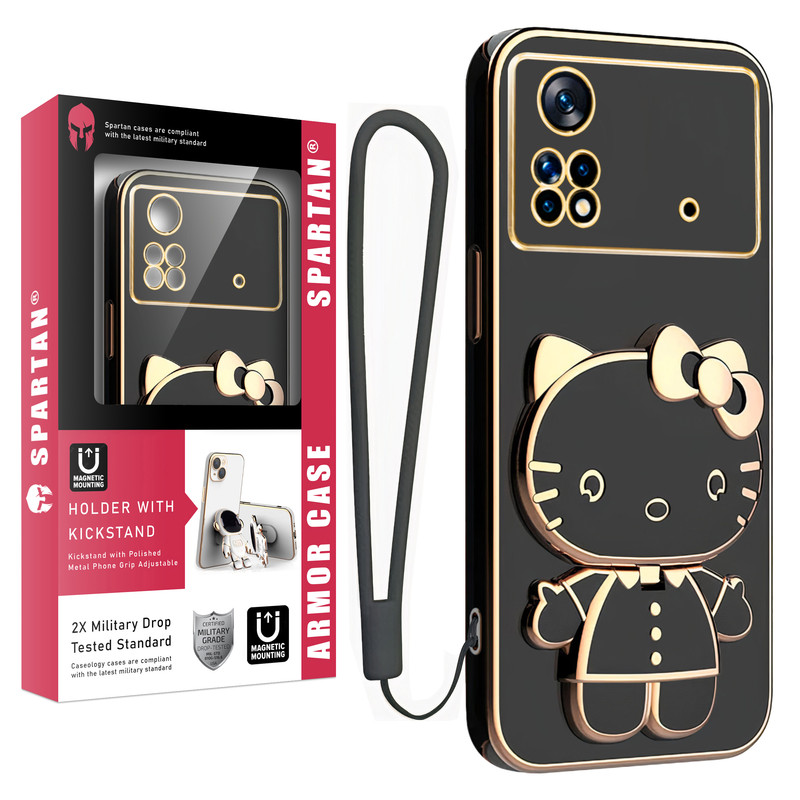 کاور اسپارتان مدل Kitty مناسب برای گوشی موبایل شیائومی Poco X4 Pro 4G به همراه بند نگهدارنده