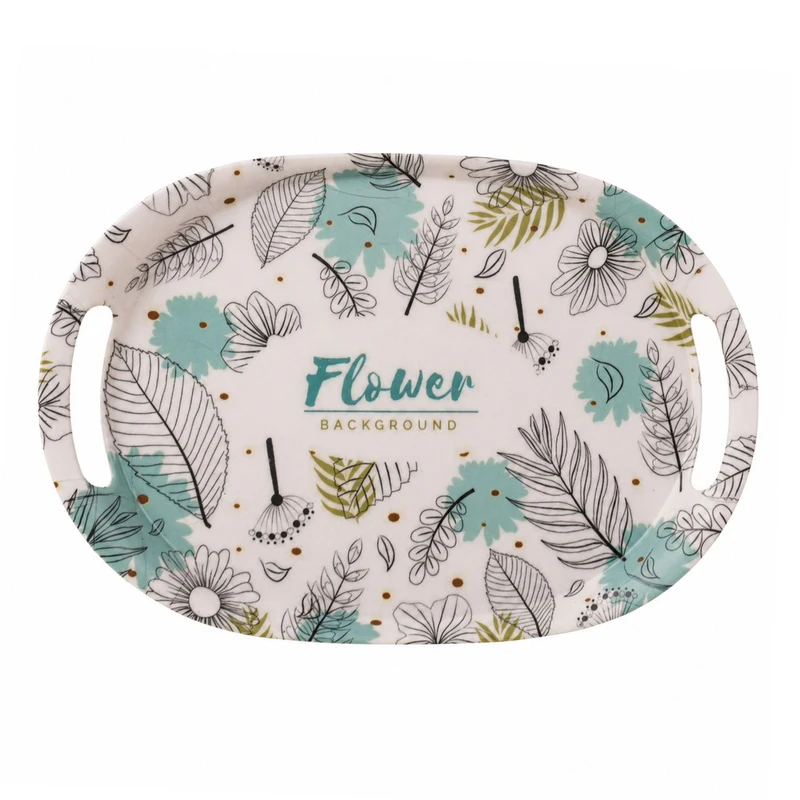 سینی دسته دار مهروز مدل 5001 flower سایز 20*30 سانتی متر