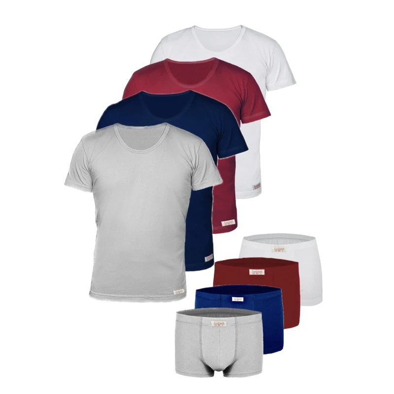 ست شورت و زیرپوش مردانه پنبینه مدل نخ پنبه خالص صادراتی مجموعه 4 عددی