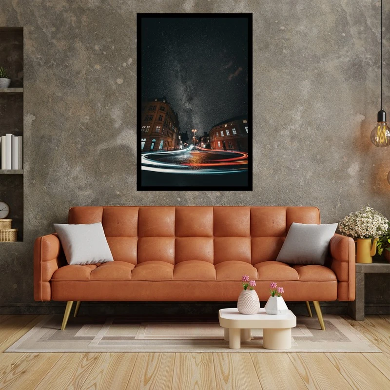 تابلو بکلیت طرح منظره شهری  و آسمان پر ستاره مدل  B-bu5074