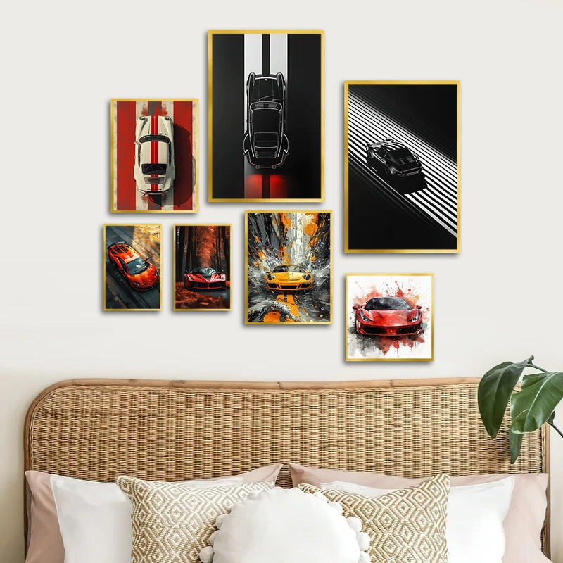 تابلو بکلیت طرح ماشین اسپرت مدل T-2749 مجموعه 7 عددی