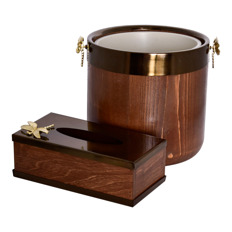 ست سطل و جای دستمال کاغذی مدل سنجاقک