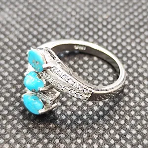 انگشتر نقره زنانه مدل سنگ فیروزه نیشابور کد 67