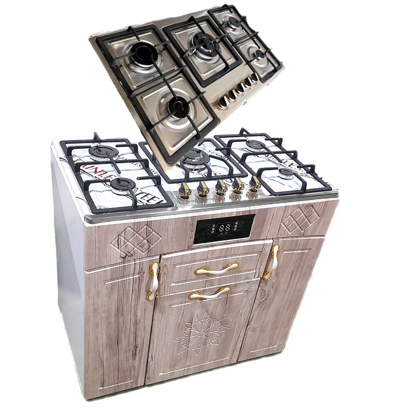 اجاق‌ گاز 5 شعله هاکان مدل چهار درب صفحه استیل بوش