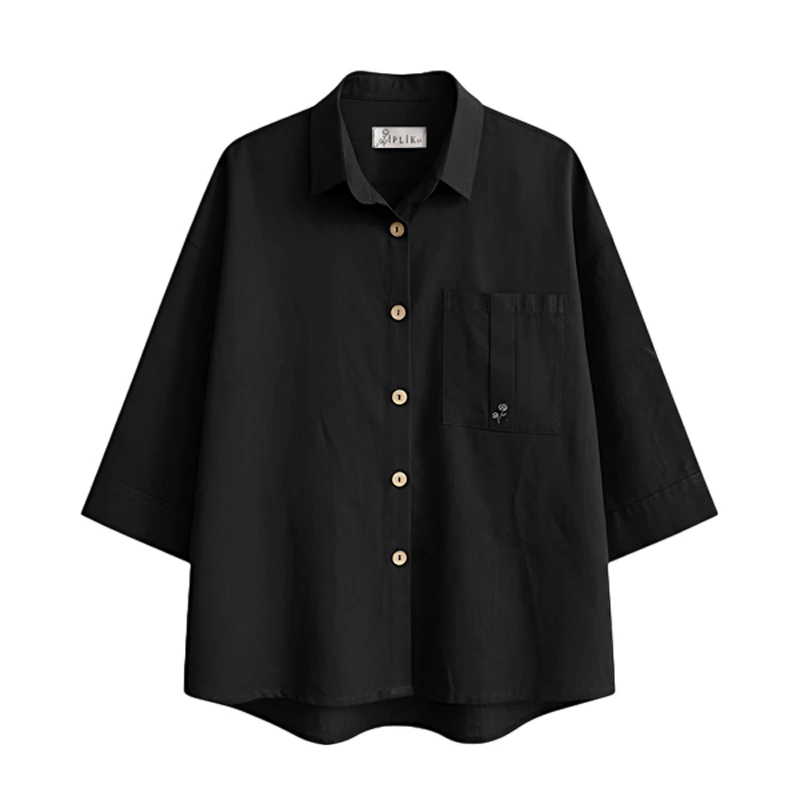 تونیک آستین سه ربع زنانه ایپلیک زی مدل قاپک دار کد IP58.3