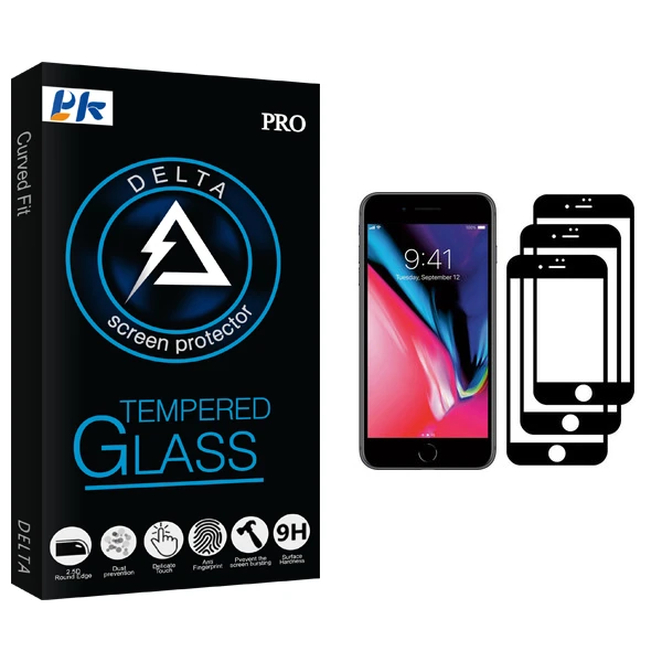 محافظ صفحه نمایش پی کی مدل Delta Glass مناسب برای گوشی موبایل اپل iPhone 8 Plus بسته سه عددی