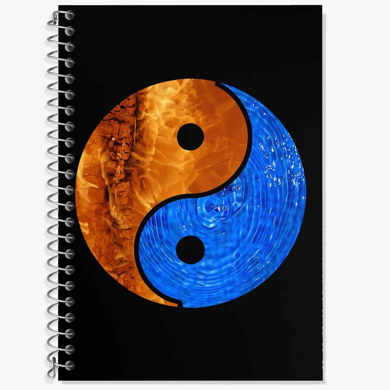 دفتر زبان 50 برگ خندالو مدل دو خط طرح یین و یانگ کد 30511