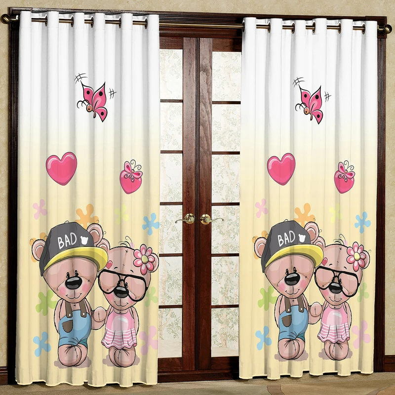 پرده مدل مخمل پانچی طرح کودک کد 1383T2 سایز 200x140 سانتی متر