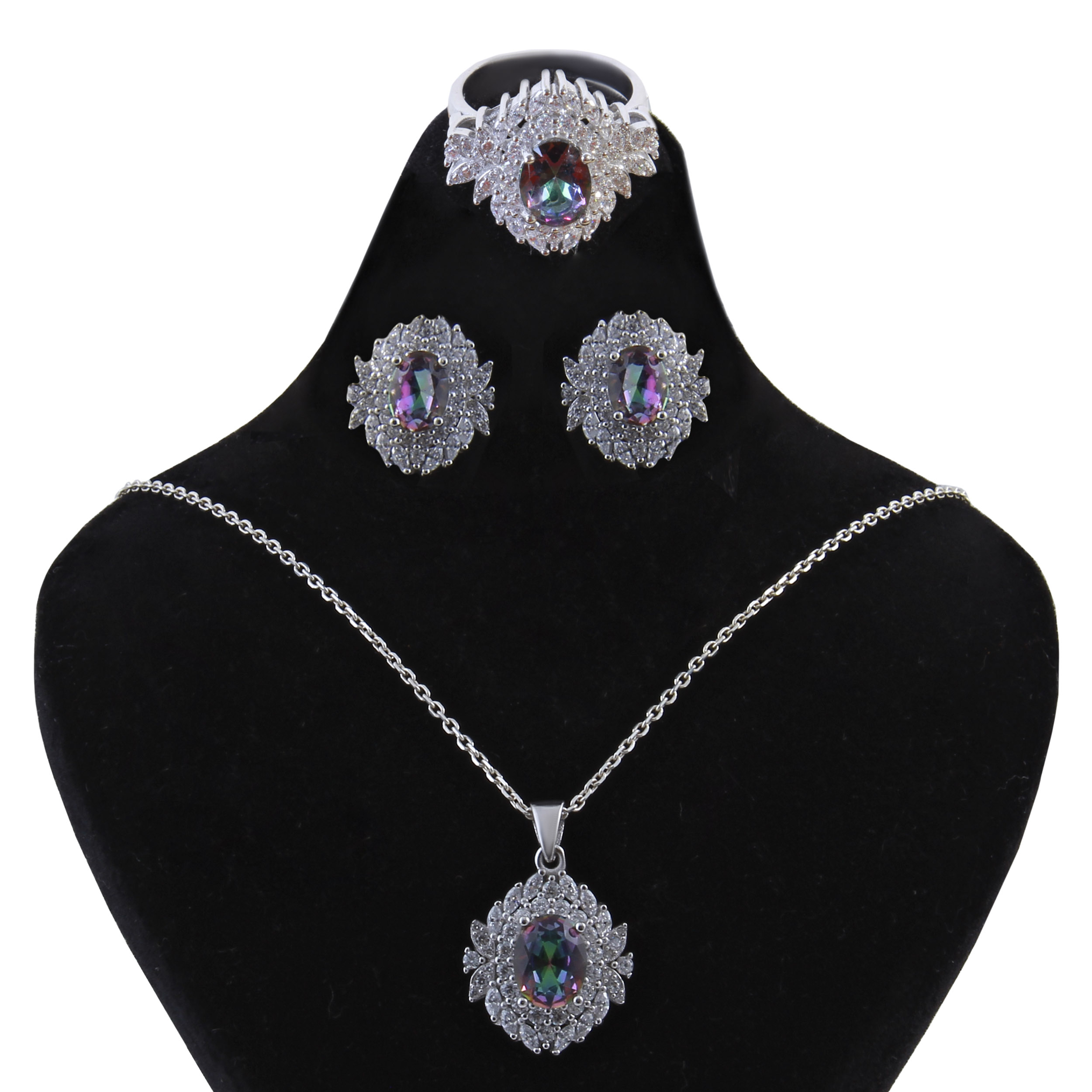   نیم ست نقره زنانه بازرگانی میلادی کد NTR_078