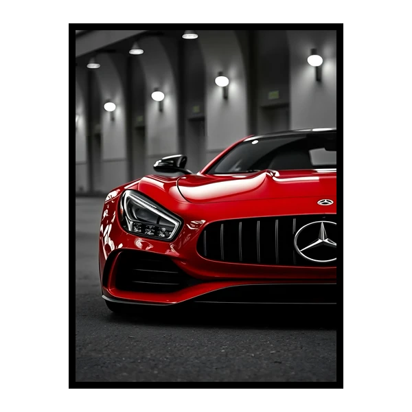 تابلو نوری بکلیت طرح مدرن خودرو و ماشین مسابقه بنز AMG مدل B-bu7042 فریم مشکی