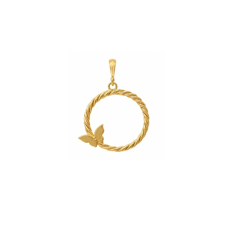 آویز گردنبند طلا 18 عیار زنانه مان گالری طرح دایره و پروانه کد MD01-0031400