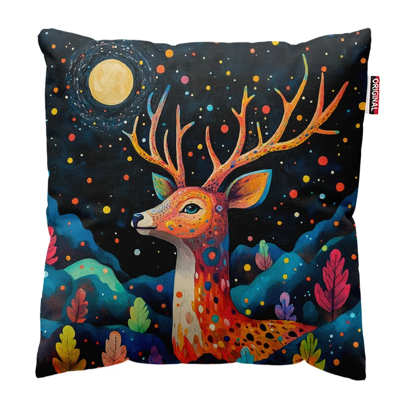 کوسن پاد آفرین مدل فانتزی طرح گوزن کد PK402202 سایز 40*40 سانتی متر