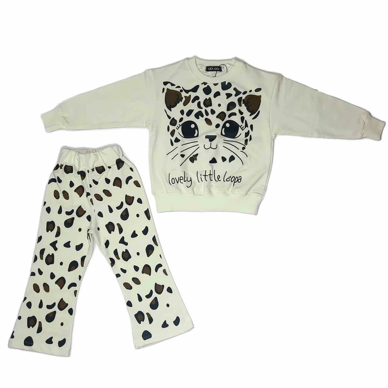 ست سویشرت و شلوار راحتی دخترانه مدل بچه پلنگ