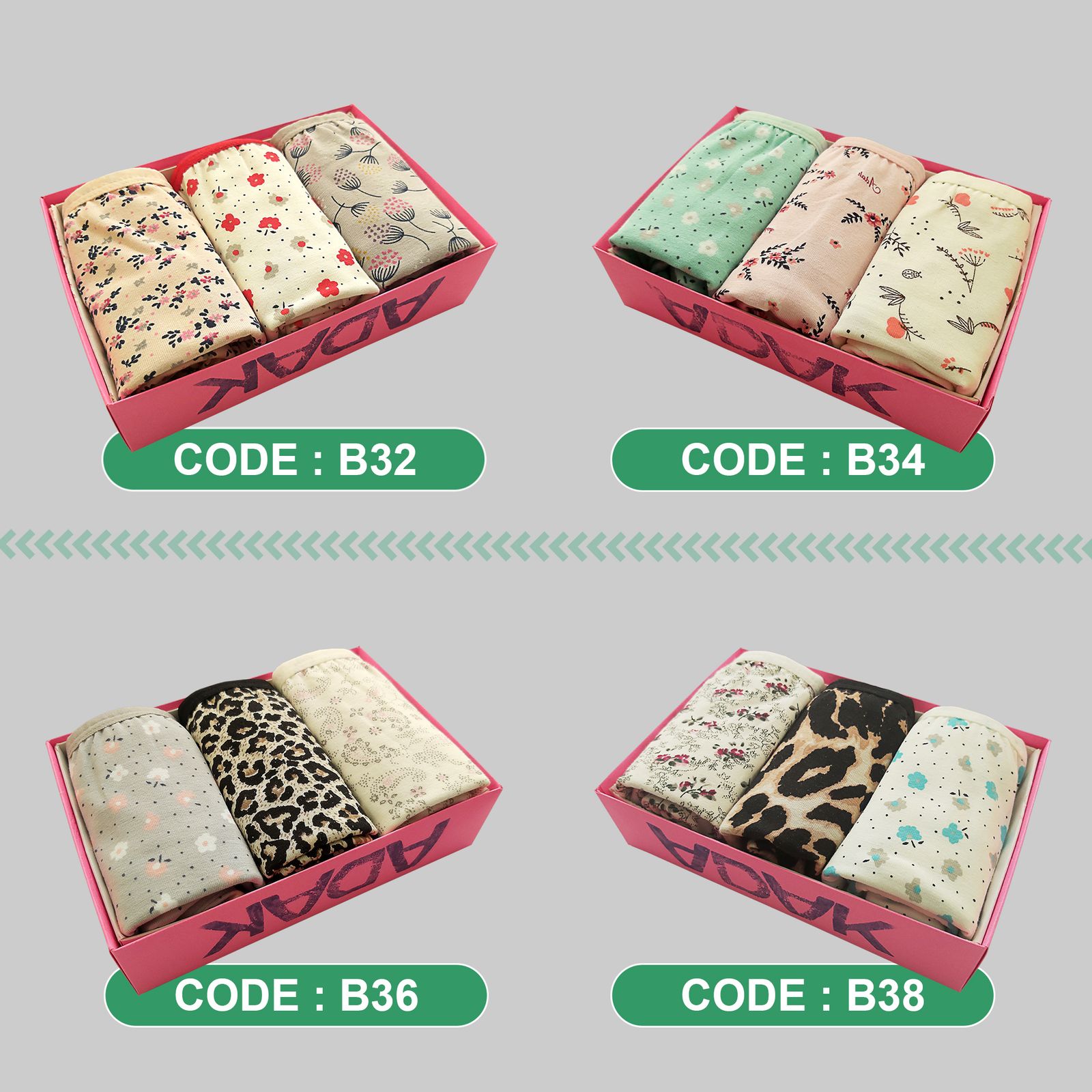 شورت زنانه آداک پنبه لاکرا بسته 3 عددی کد B32 -  - 7
