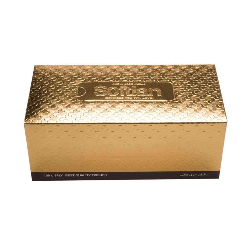 عکس شماره 2 : دستمال کاغذی 150برگ سافتلن مدل گلد بسته 2 عددی