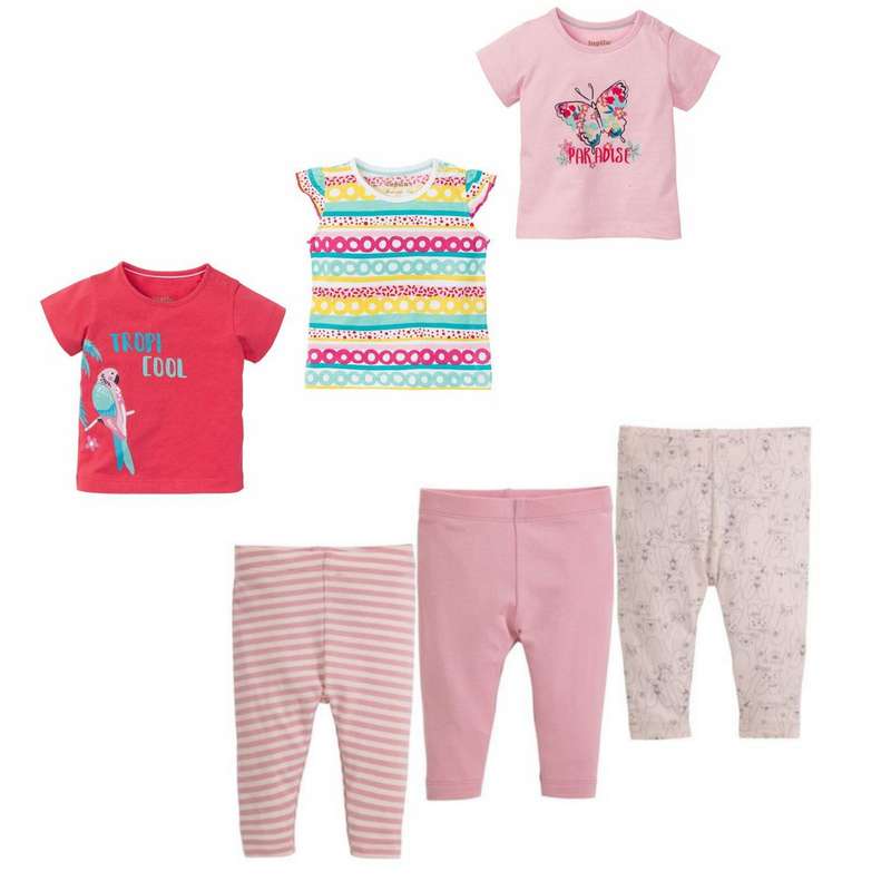 ست تی شرت آستین کوتاه و شلوار دخترانه لوپیلو مدل 0049 مجموعه 3 عددی