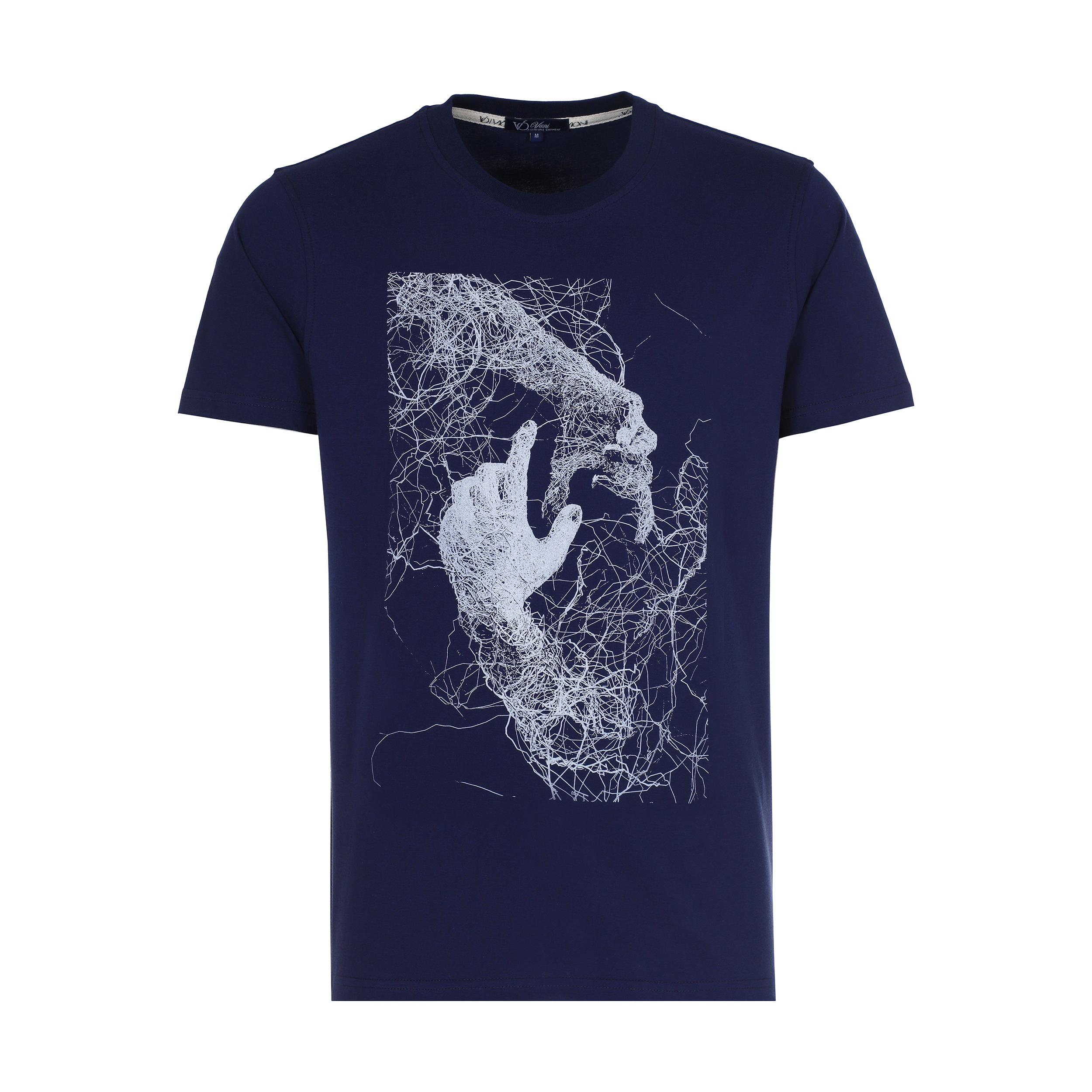 تی شرت آستین کوتاه مردانه مدل دست رنگ سرمه ای